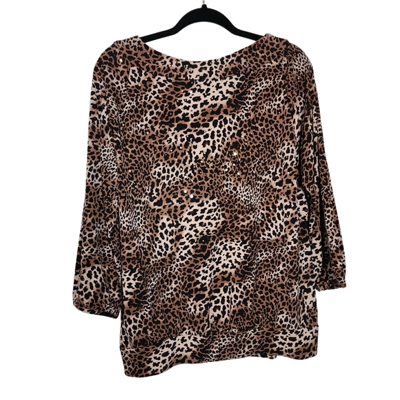 Style & Co animal print blouse leopard print size XL animal print - Picture 2 of 7